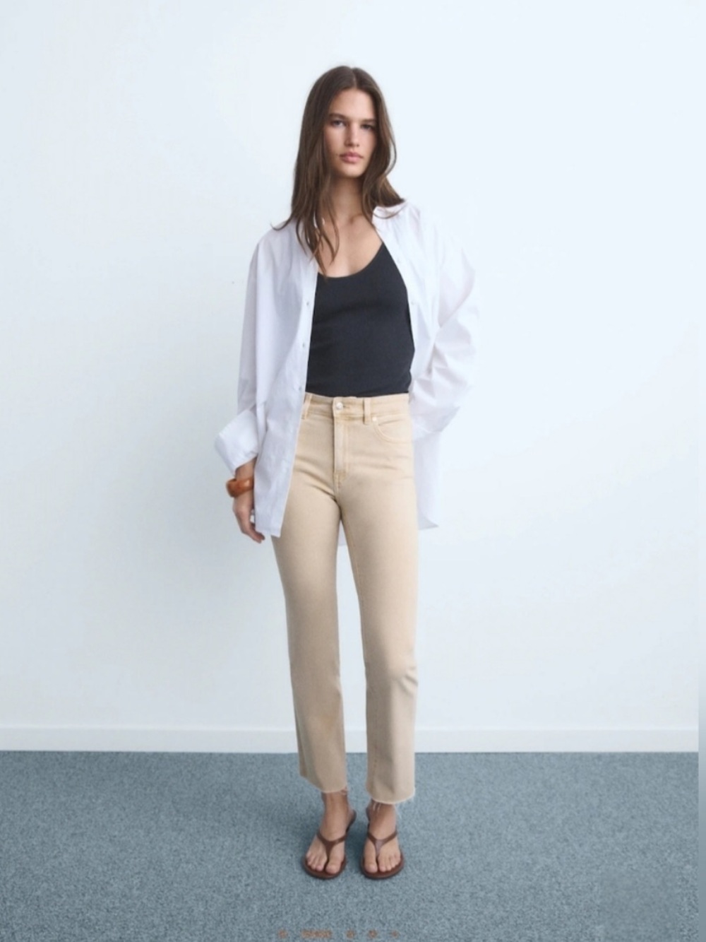 Mango Tan Flared Jeans